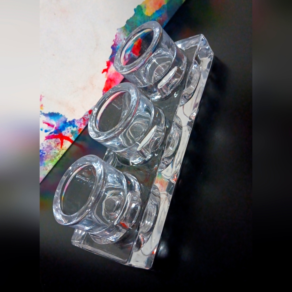 Crystal Glass Votive Holders Unsigned Modern Swedish-